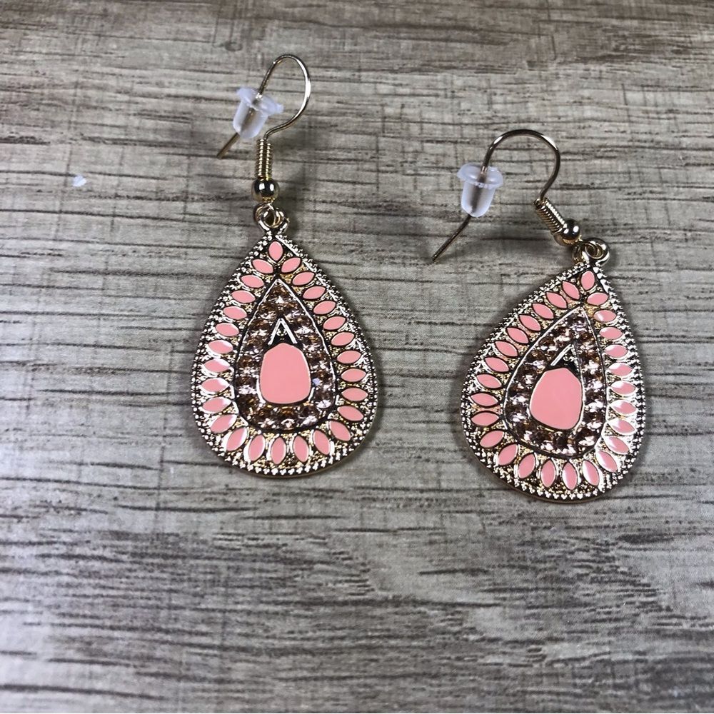Bohemian Elegant Orange and Gold Teardrop Earrings